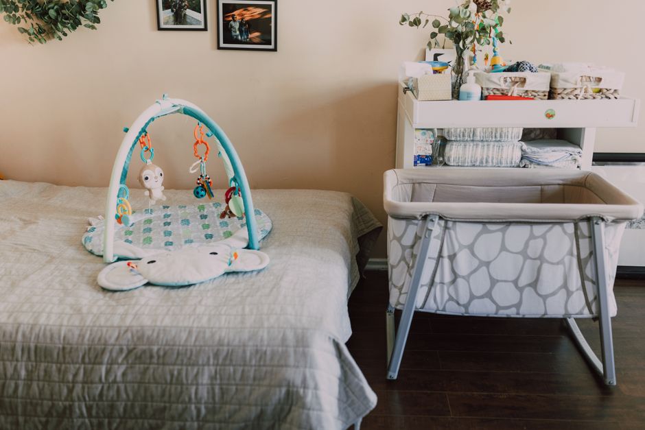 Modern nursery with changing table and safe minimalist layout