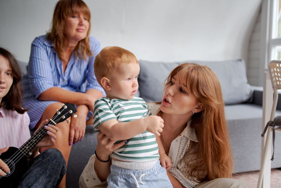 A mother and child enjoying calm music and peaceful connection