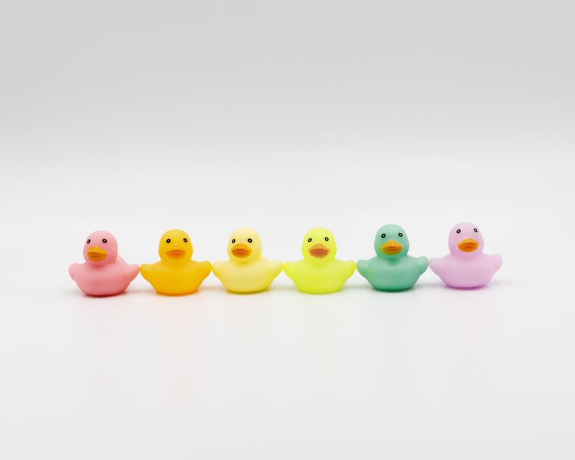 Vibrant multicolored rubber toys